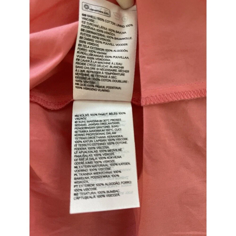 H & M Skirt Midi Women Coral Pleated Classic Cotton Preppy Fit Flare Sz 6 NWT